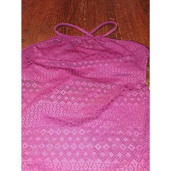 Medium 8/10 Time and Tru Burgandy Lace One Piece Swimsuit Bathing Suit Swimwear - Picture 2 of 7